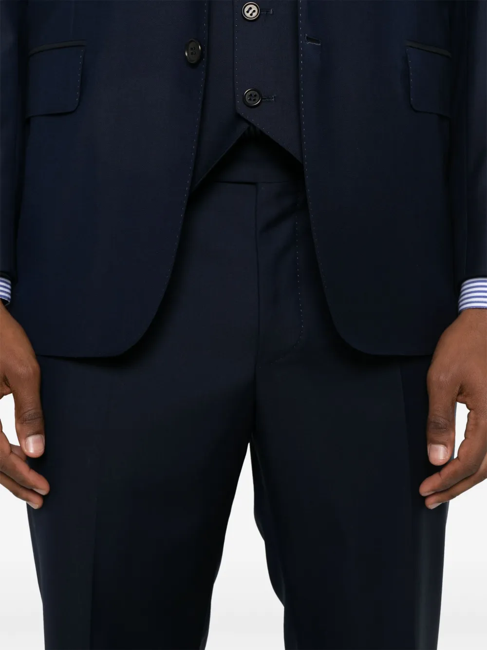 Canali Driedelig pak met gekerfde revers Blauw