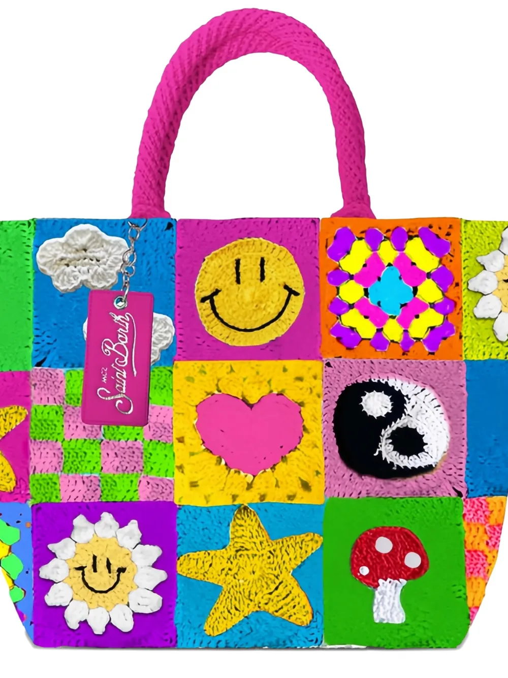 MC2 Saint Barth Gehaakte shopper met patchwork - Roze
