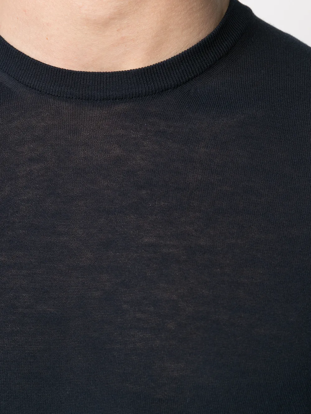 Malo Geribbelde trui met ronde hals Blauw