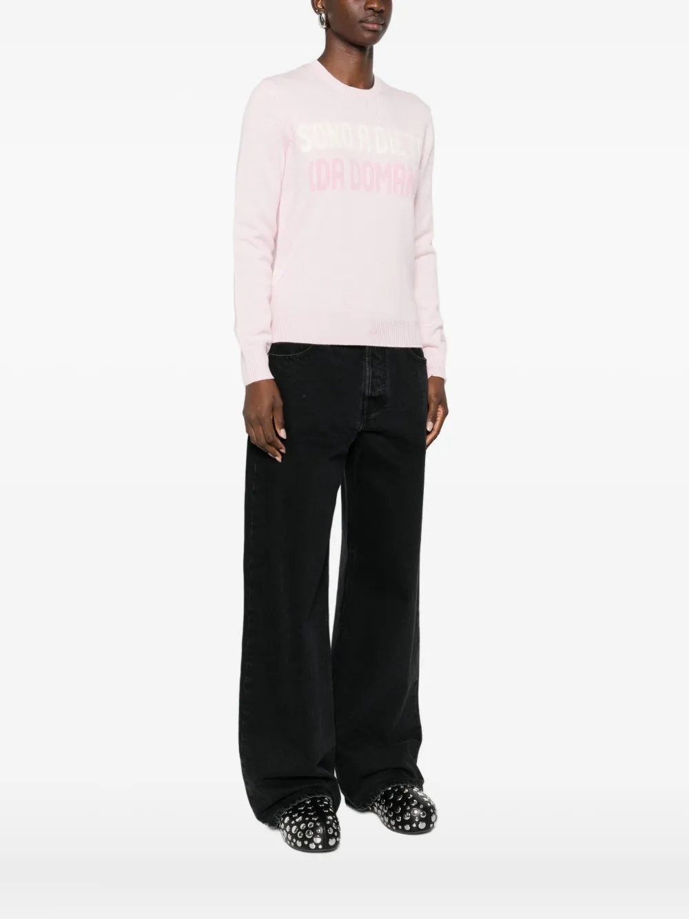 Mc2 Saint Barth Round-neck Wool Sweater In Pink