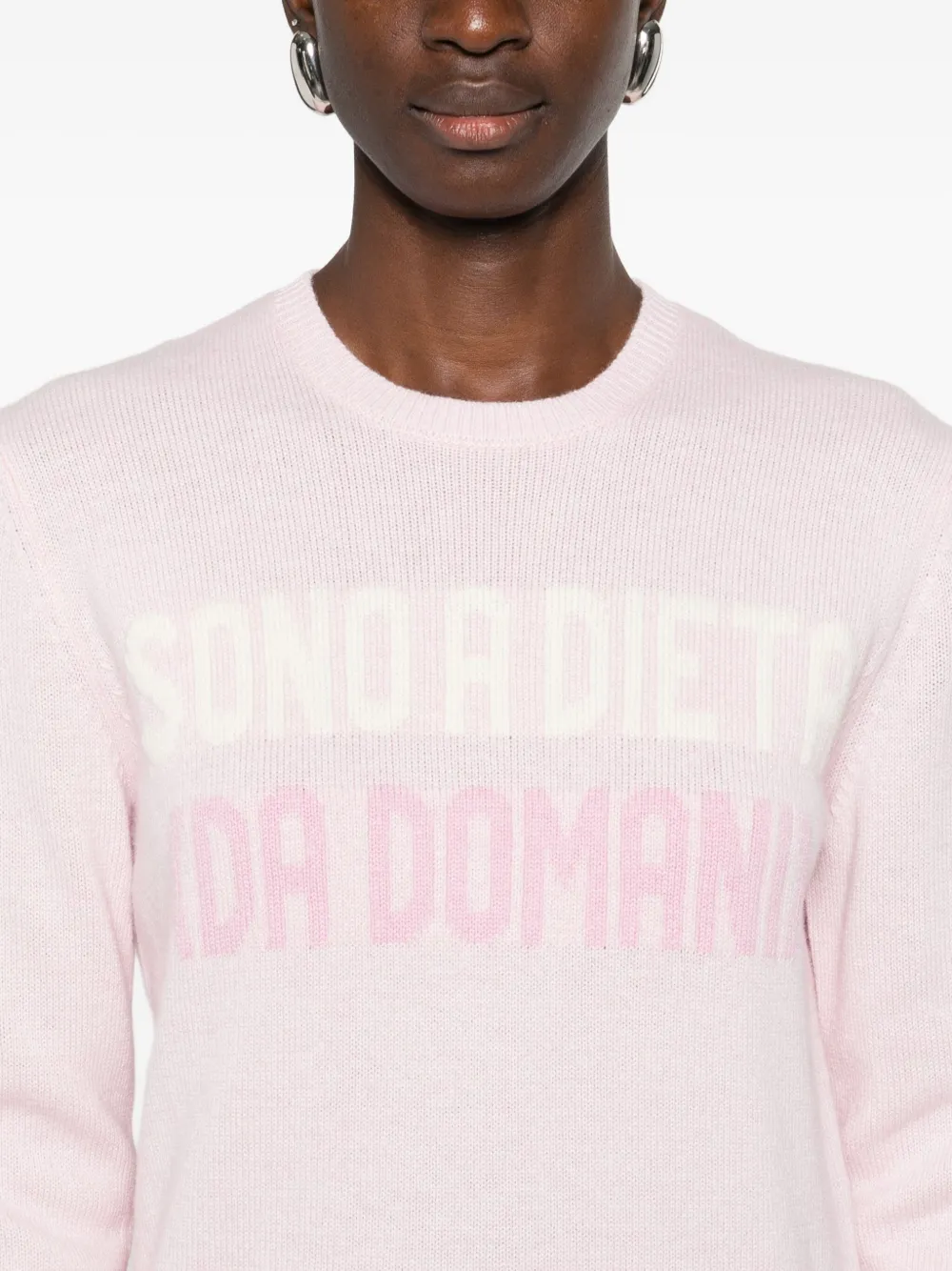 Mc2 Saint Barth Round-neck Wool Sweater In Pink