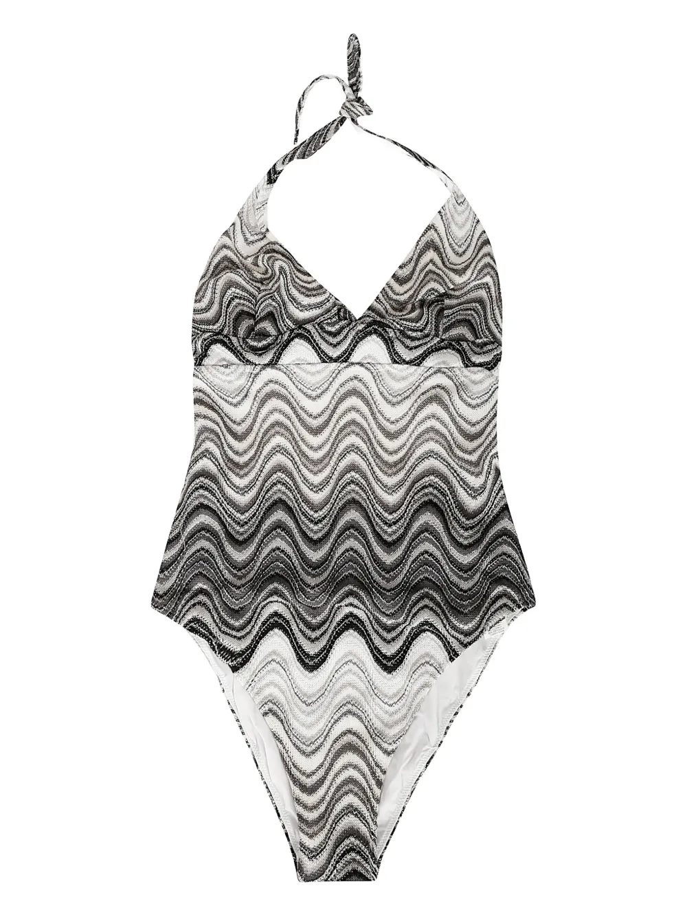 MC2 Saint Barth Marilyn wave-pattern halter swimsuit | Black | Image 1