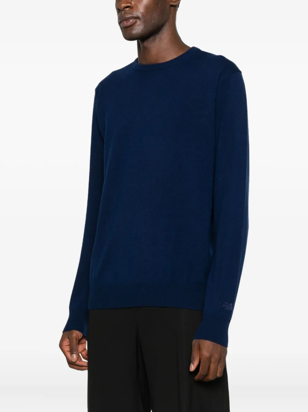 Mc2 Saint Barth Logo-embroidered Crew-neck Jumper In Blue