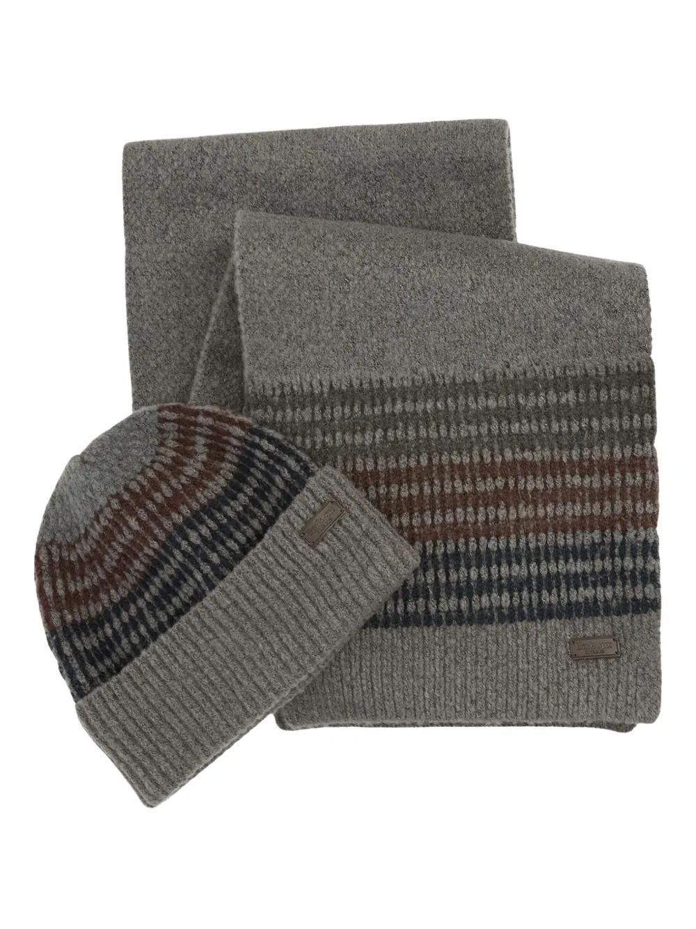 Barbour knitted scarf and beanie set | Grey | Image 1