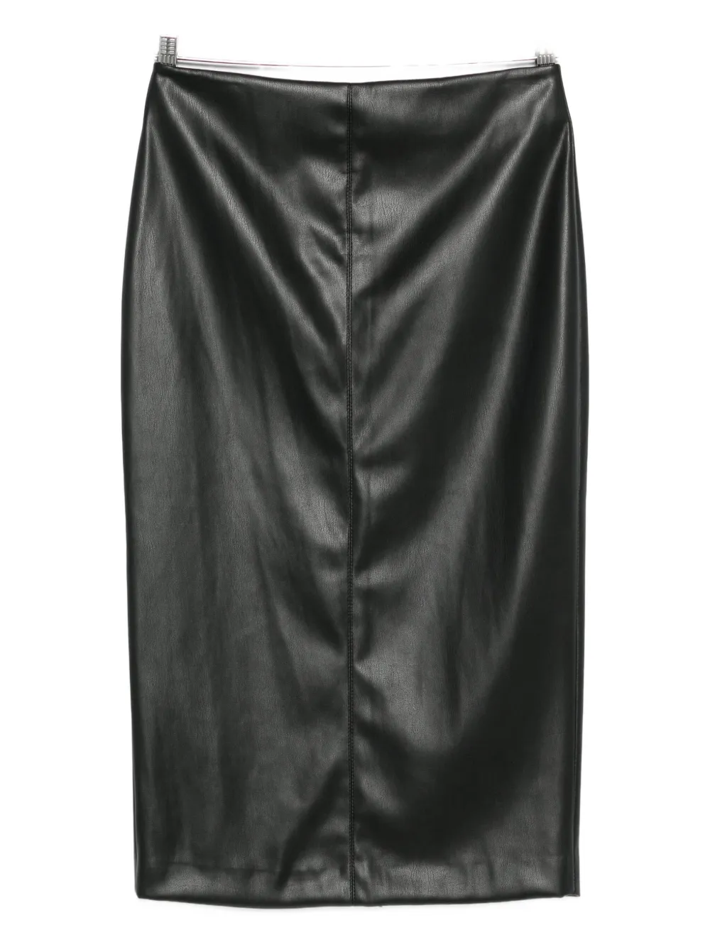 Nude Back-slit Midi Skirt In Black