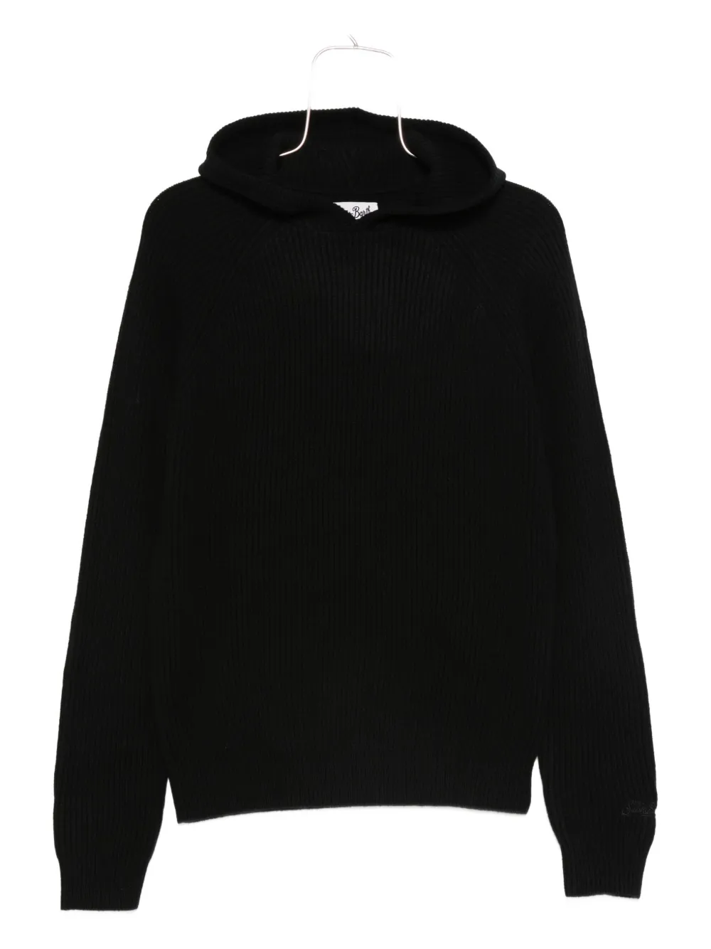 Mc2 Saint Barth Ribbed-knit Hoodie In Black