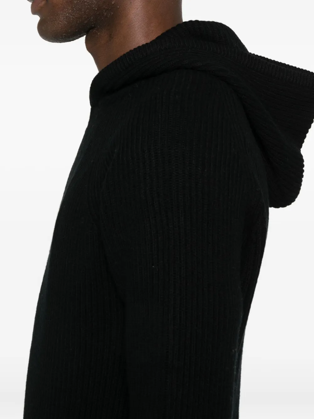 Mc2 Saint Barth Ribbed-knit Hoodie In Black