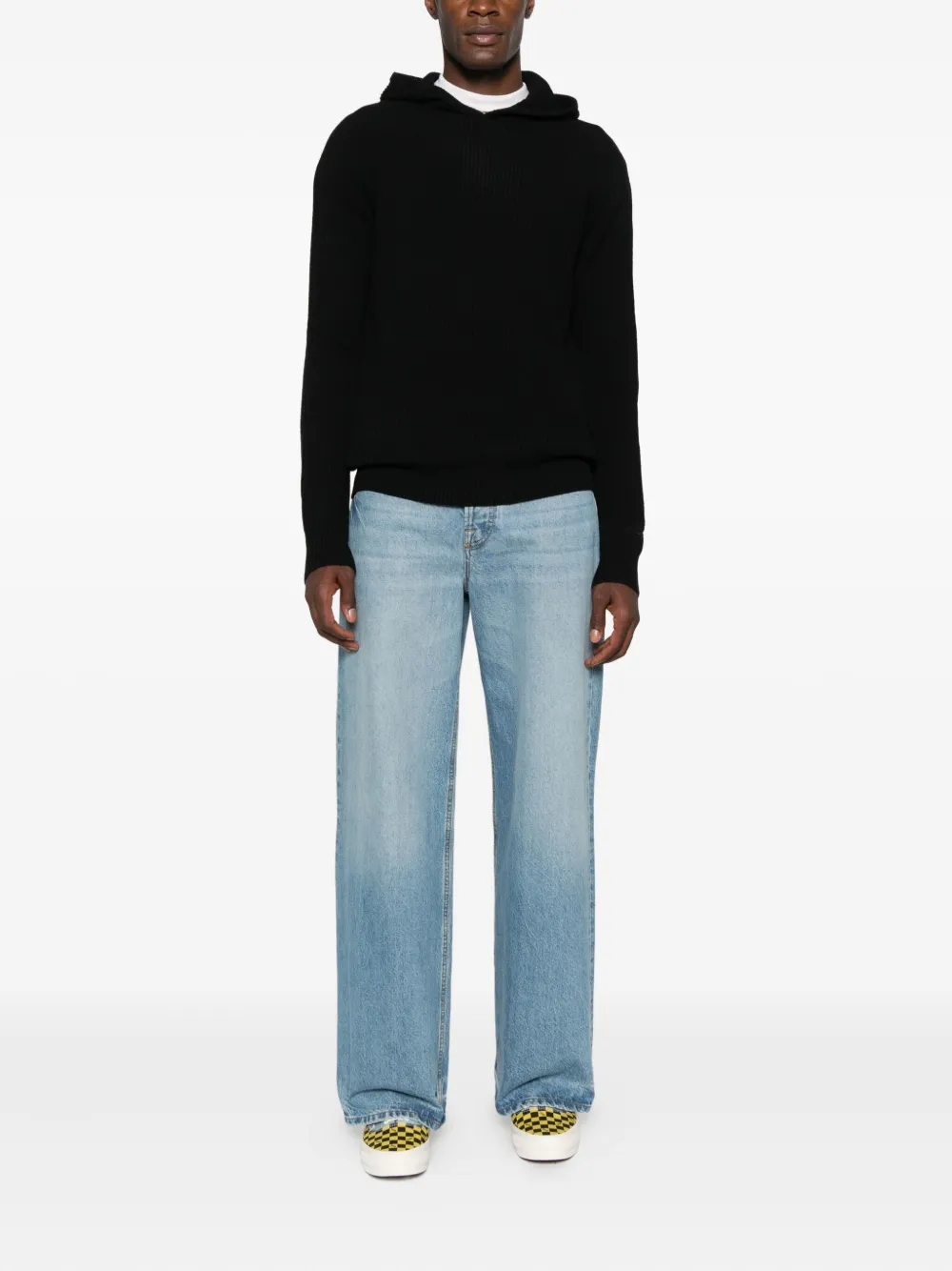 Mc2 Saint Barth Ribbed-knit Hoodie In Black
