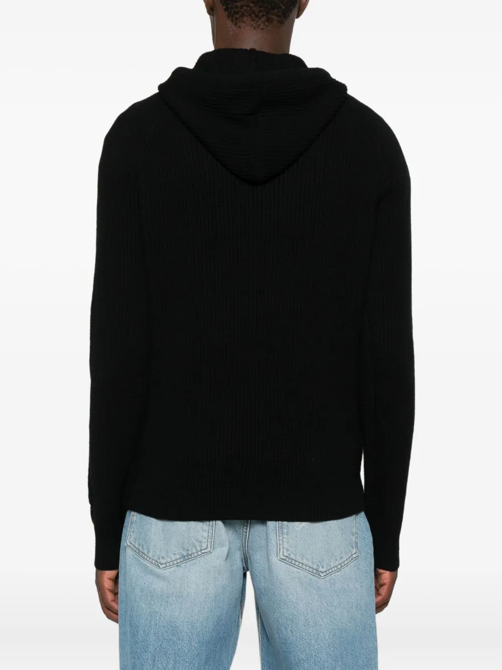 Mc2 Saint Barth Ribbed-knit Hoodie In Black