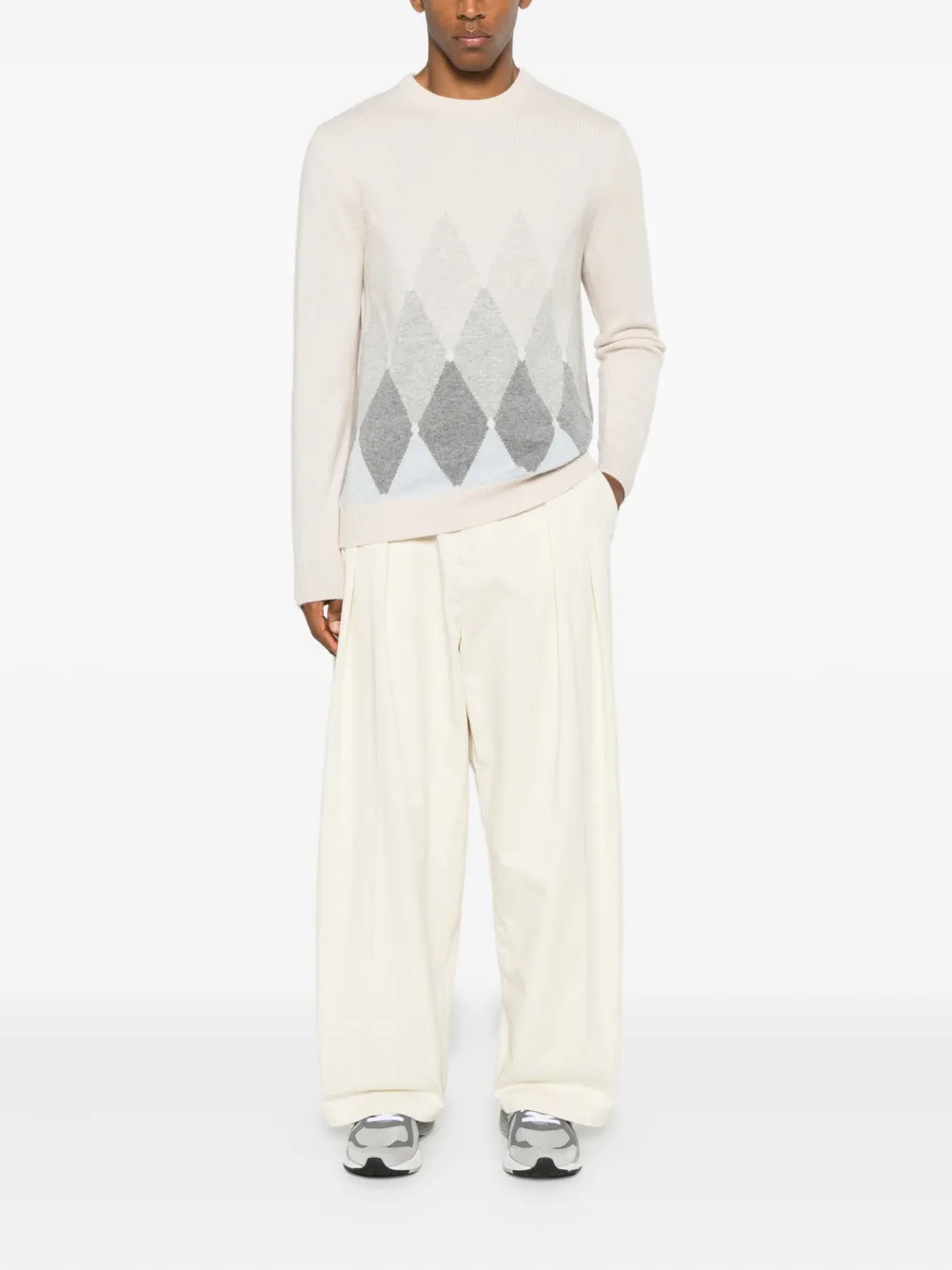 Ballantyne argyle-knit crew-neck sweater - Beige