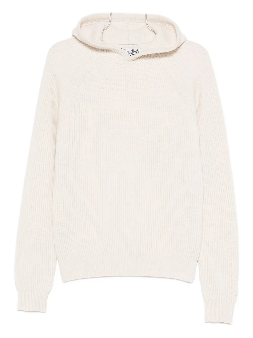 Mc2 Saint Barth Wool Ribbed Hoodie In Neutral