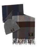 Barbour Esterdale check-pattern beanie scarf set - Grey