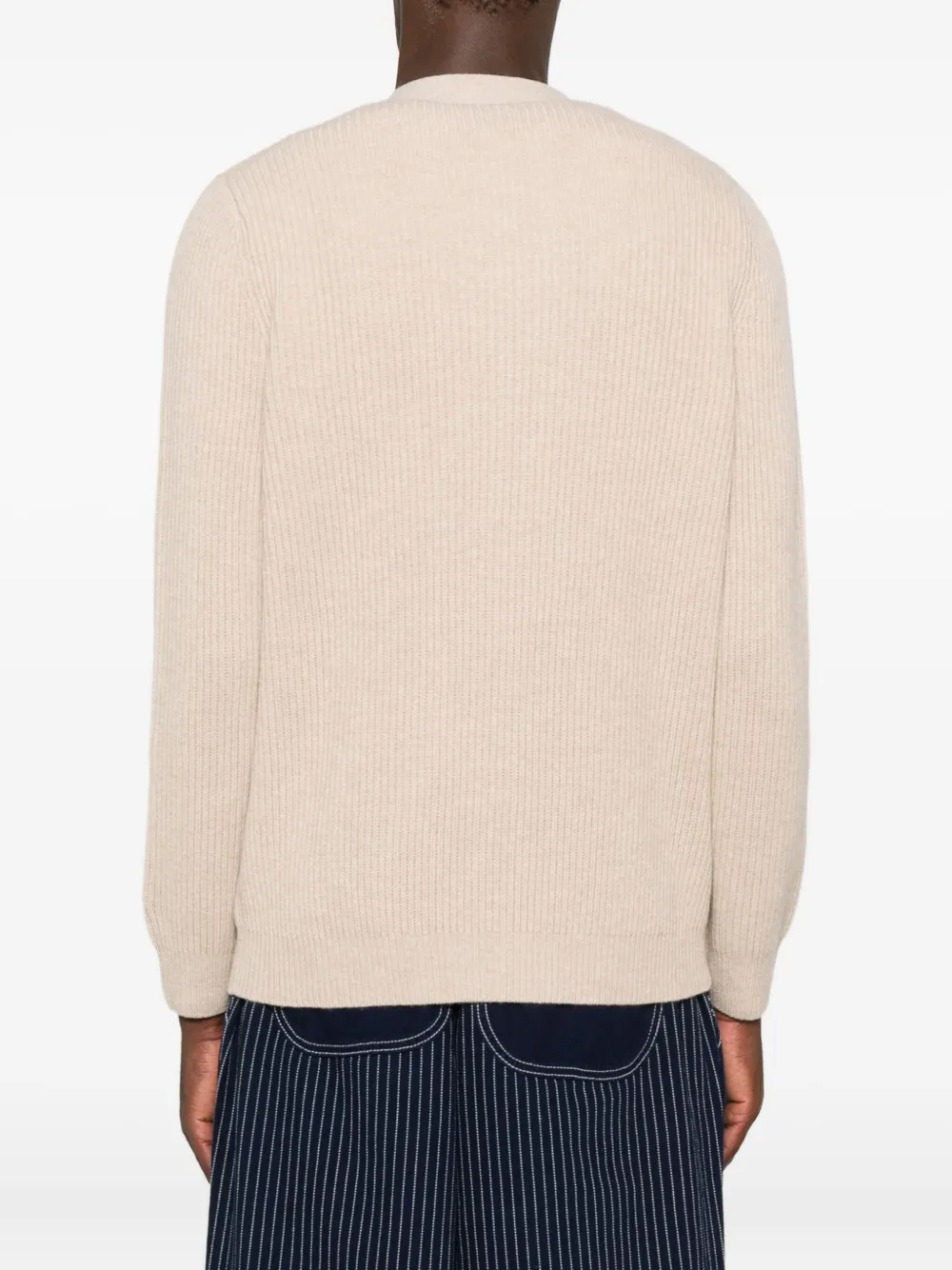Mc2 Saint Barth V-neck Wool Cardigan In Neutral