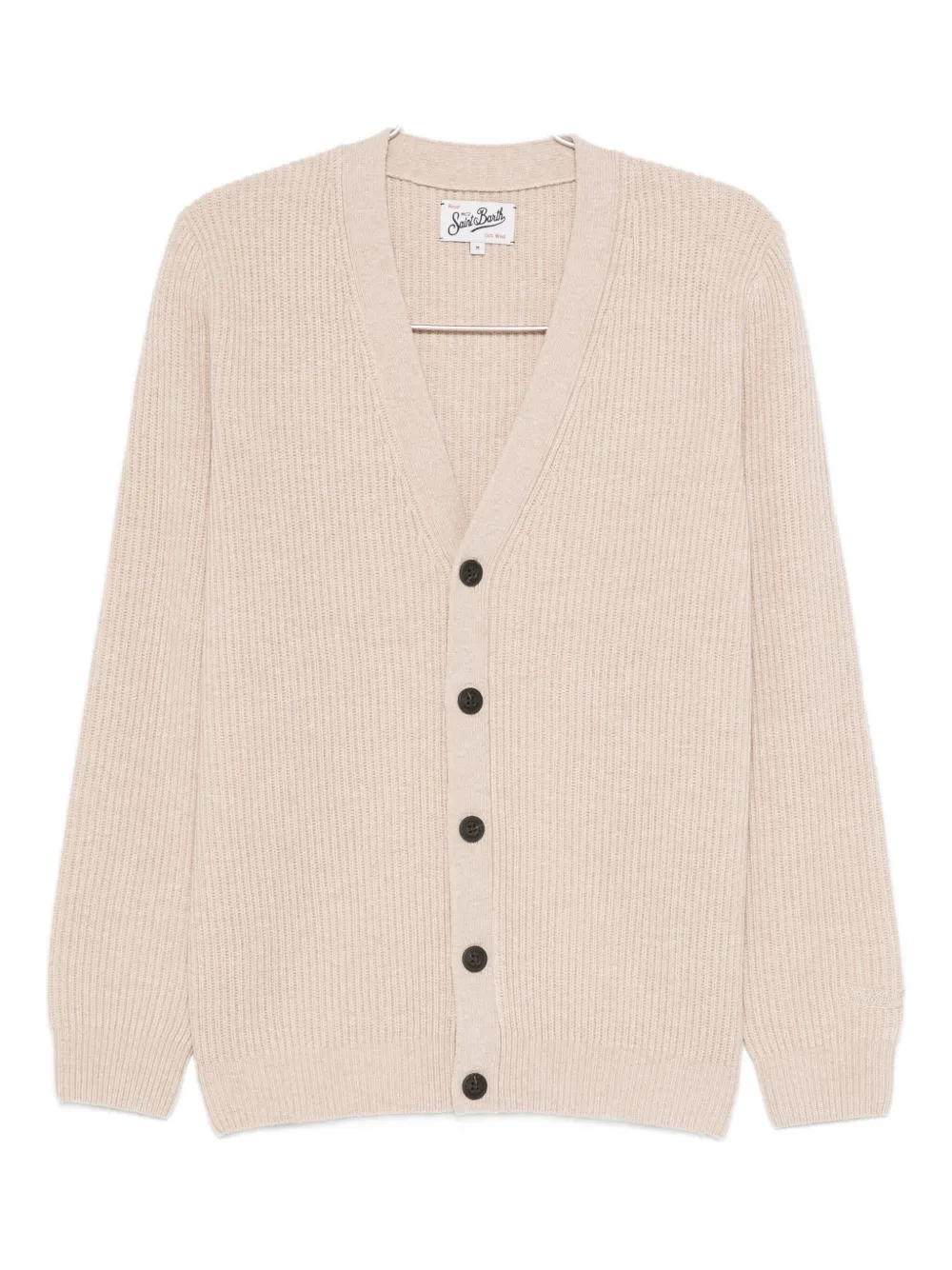 Mc2 Saint Barth V-neck Wool Cardigan In Neutral