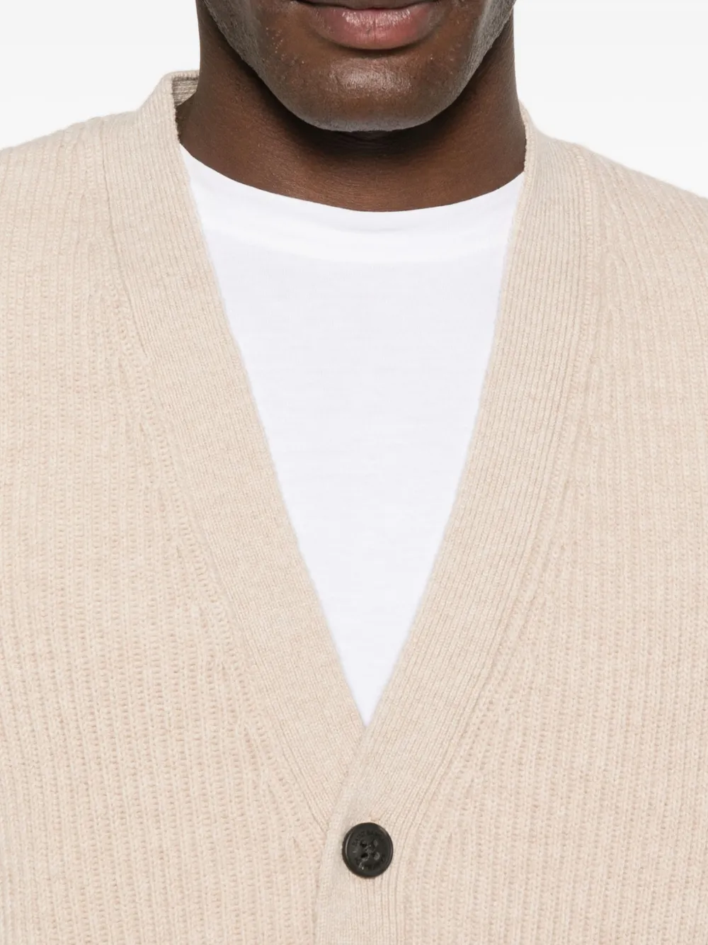 Mc2 Saint Barth V-neck Wool Cardigan In Neutral