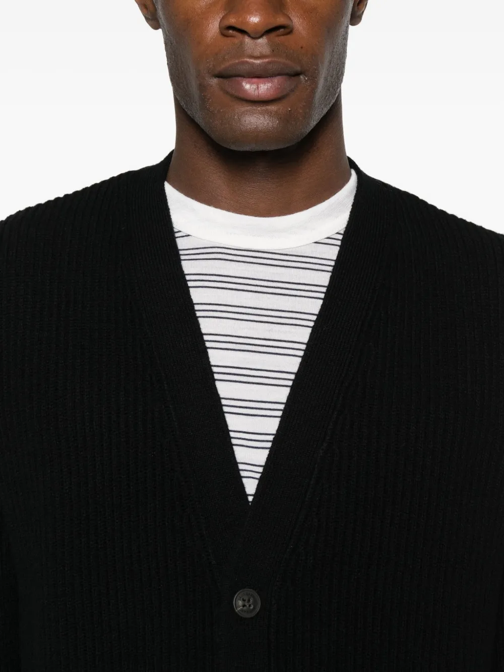 Mc2 Saint Barth Wool Cardigan In Black