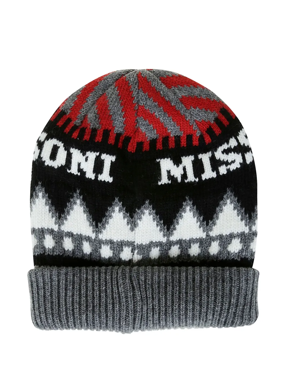 Missoni Logo-intarsia Patterned Beanie In Gray