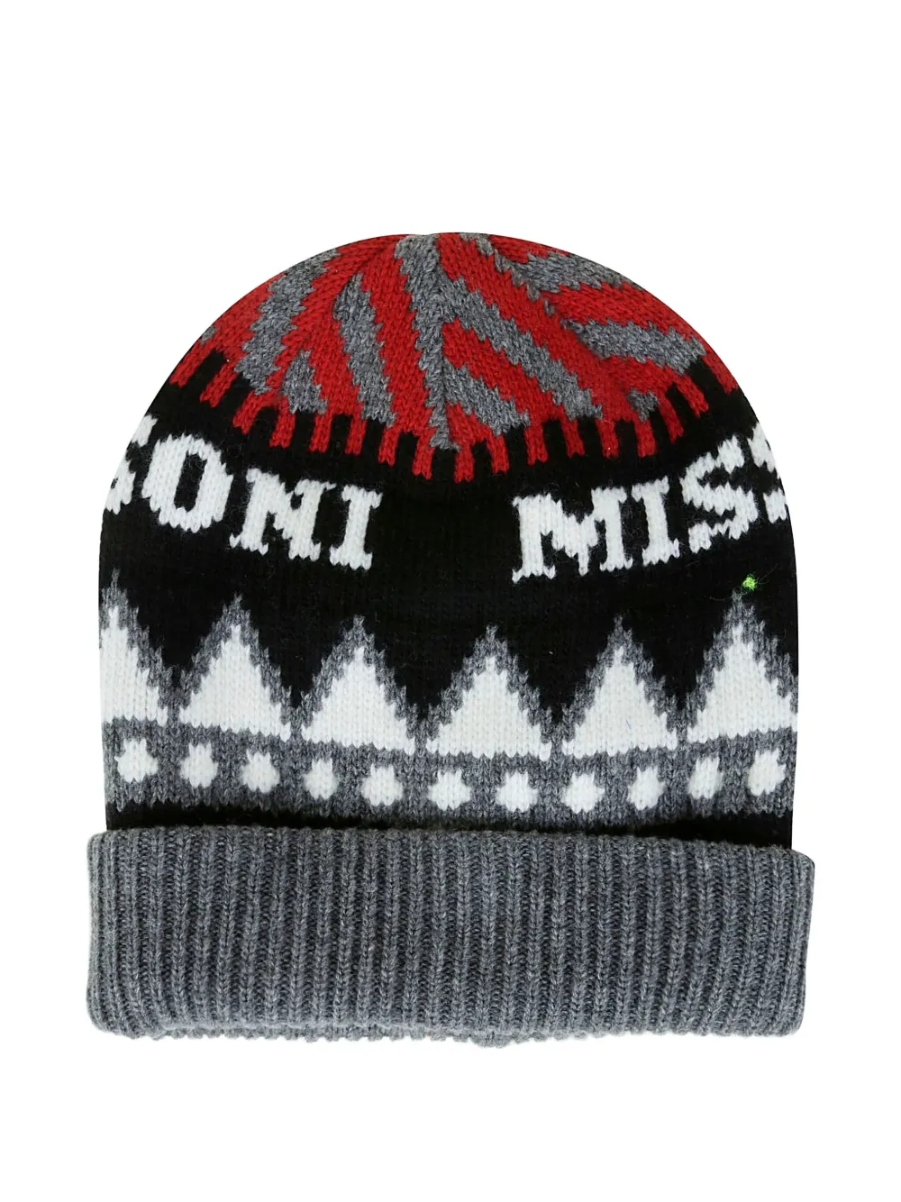 Missoni Logo-intarsia Patterned Beanie In Gray