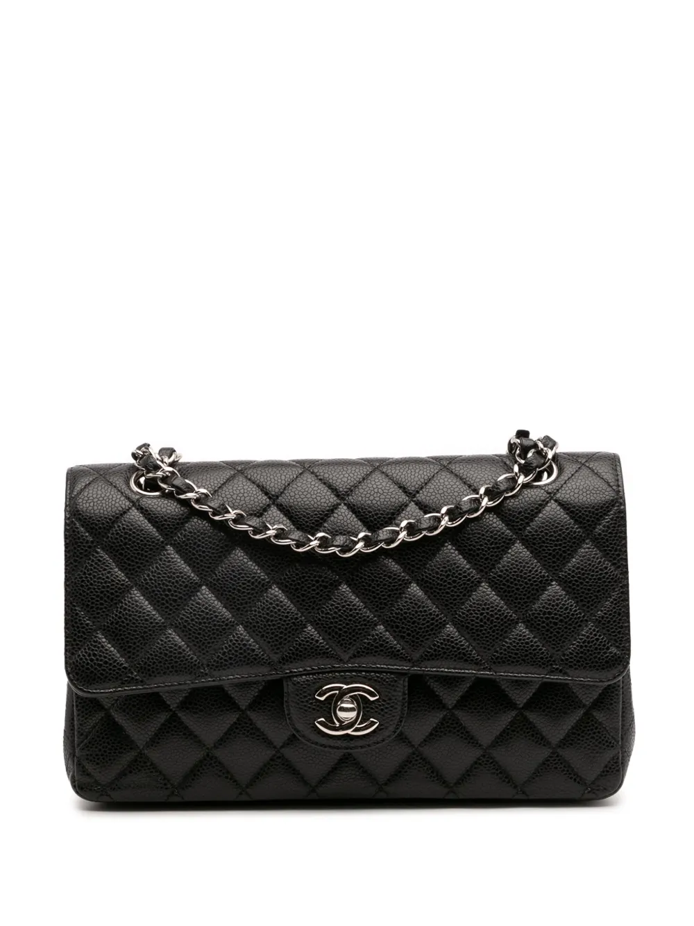 CHANEL Pre-Owned 2014 ミディアム クラシック キャビア ダブルフラップ ショルダーバッグ - ブラック CHANEL Pre-Owned 2014 ミディアム クラシック キャビア ダブルフラップ ショルダーバッグ - ブラック