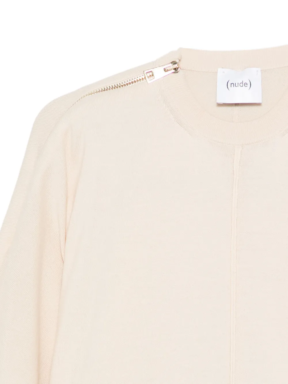  Nude Zip-detail Wool Top - Neutrals 