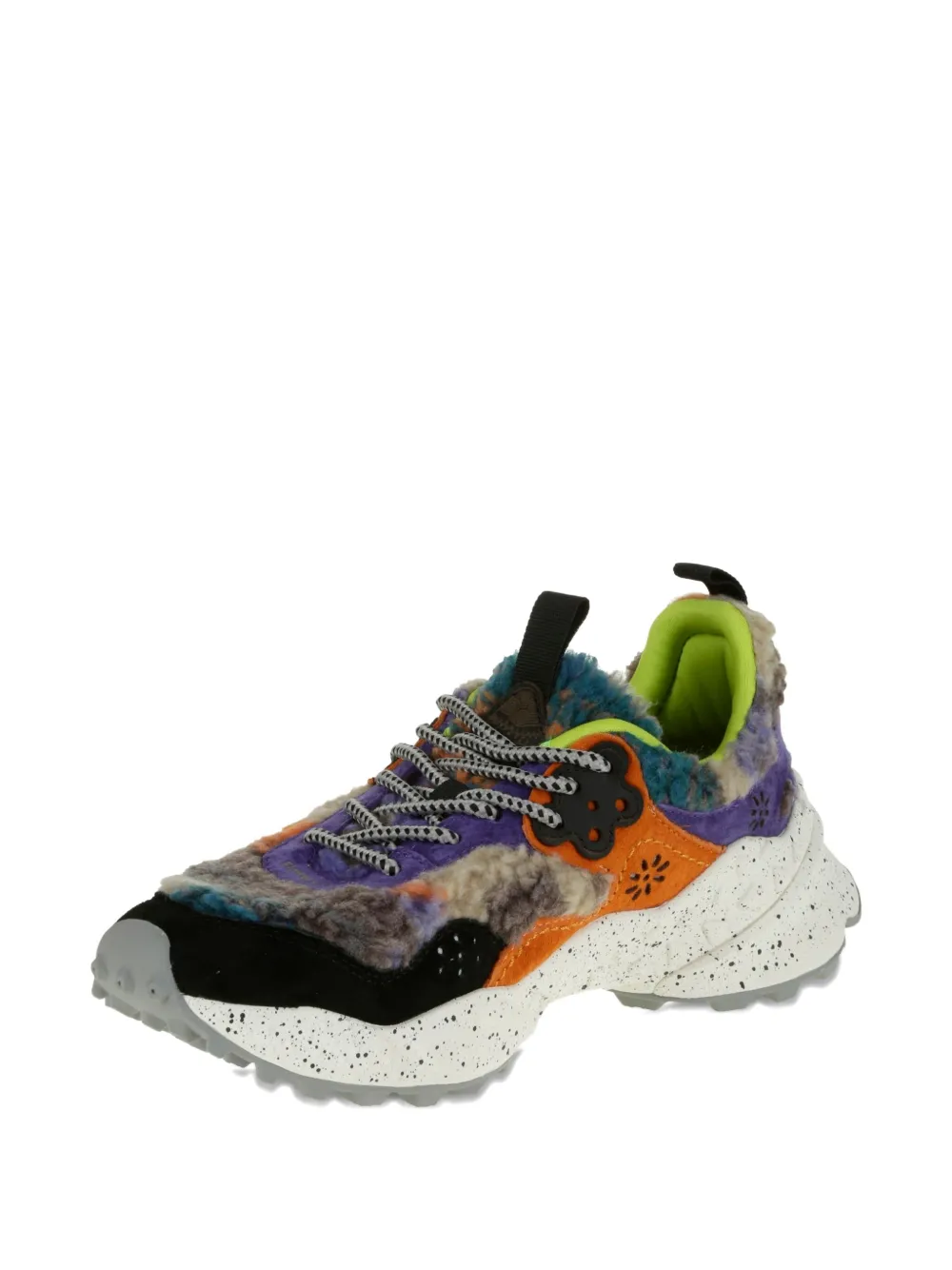 FLOWER MOUNTAIN Kotetsu shearling patchwork sneakers Zwart