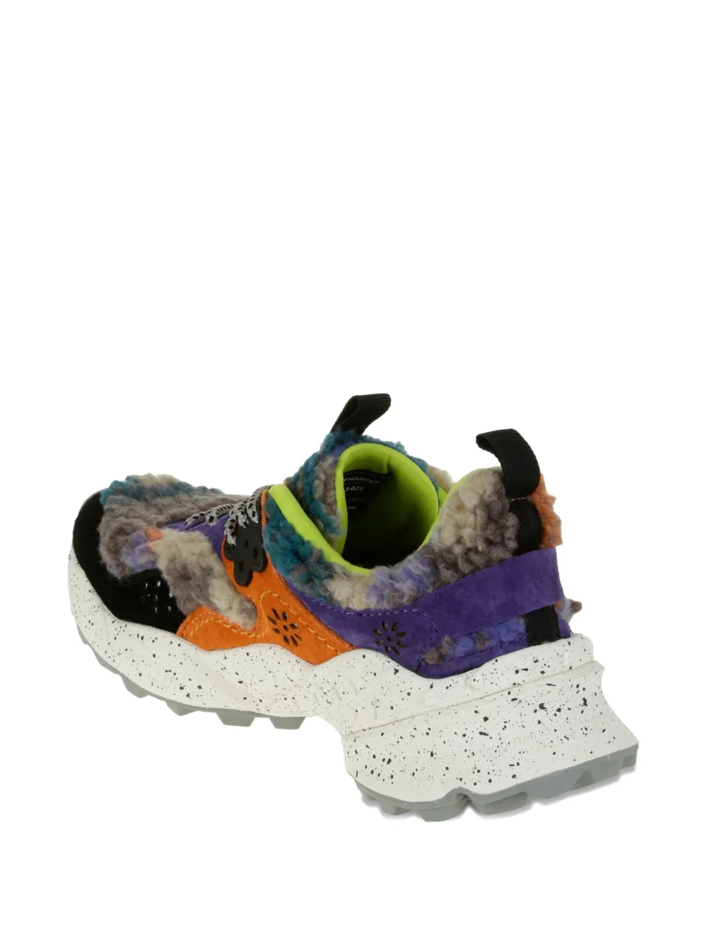 FLOWER MOUNTAIN Kotetsu shearling patchwork sneakers Zwart