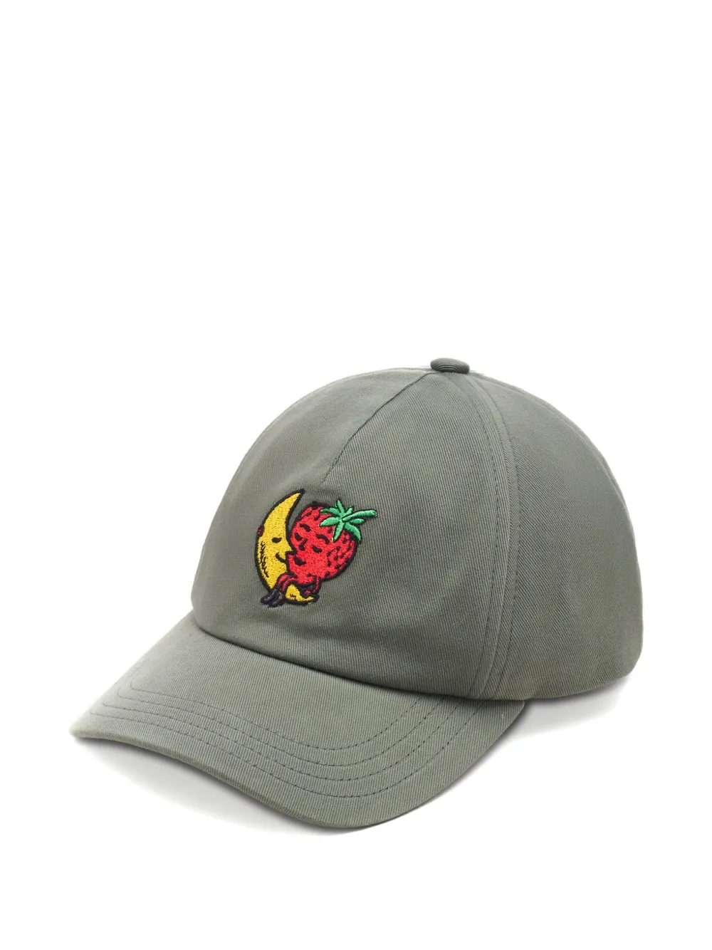 Sky High Farm Moon Strawberry Embroidered Cap In Green