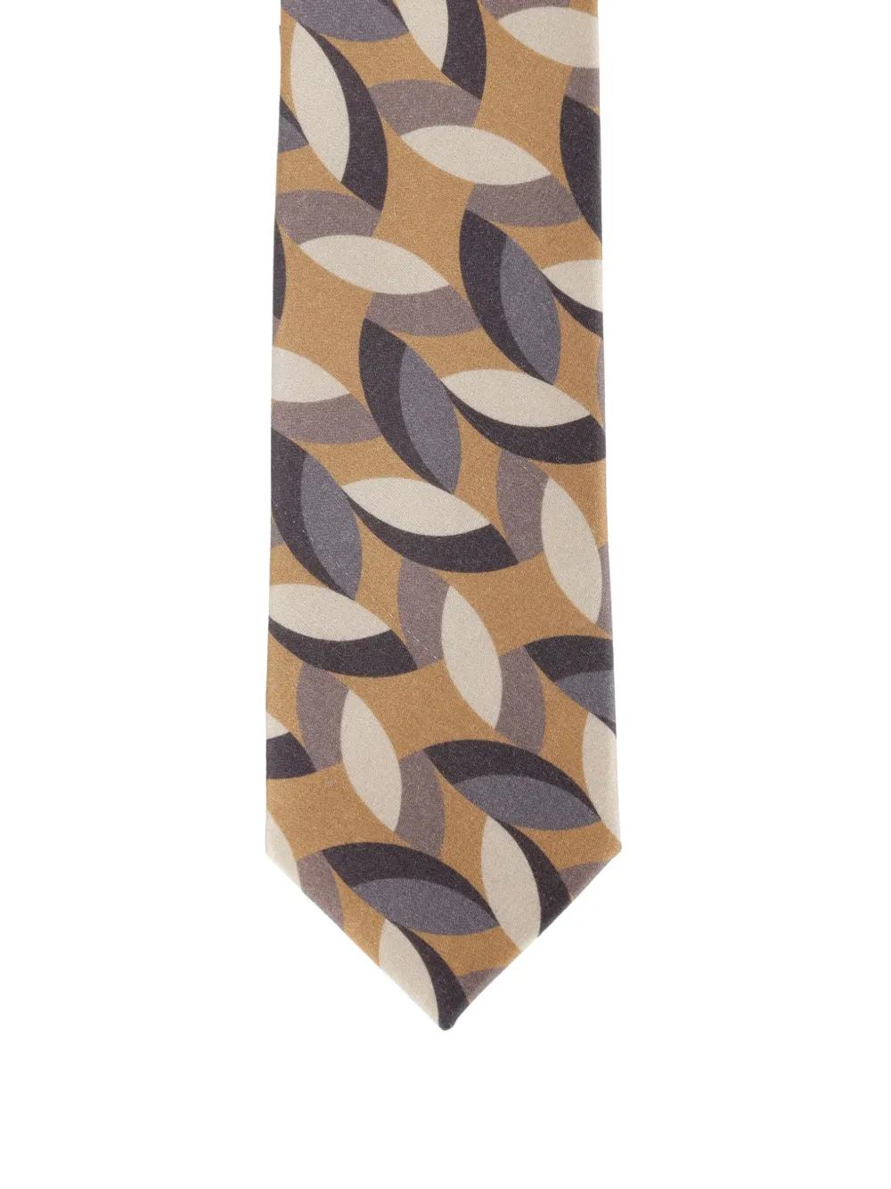 Errico Formicola Zijden stropdas met bladerpatroon - Beige