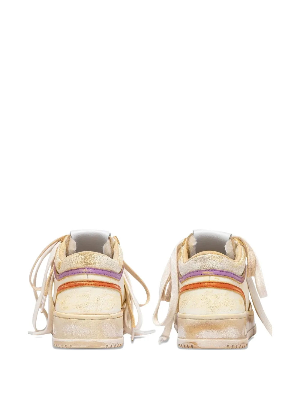 Autry Medalist gestreepte leren sneakers Beige