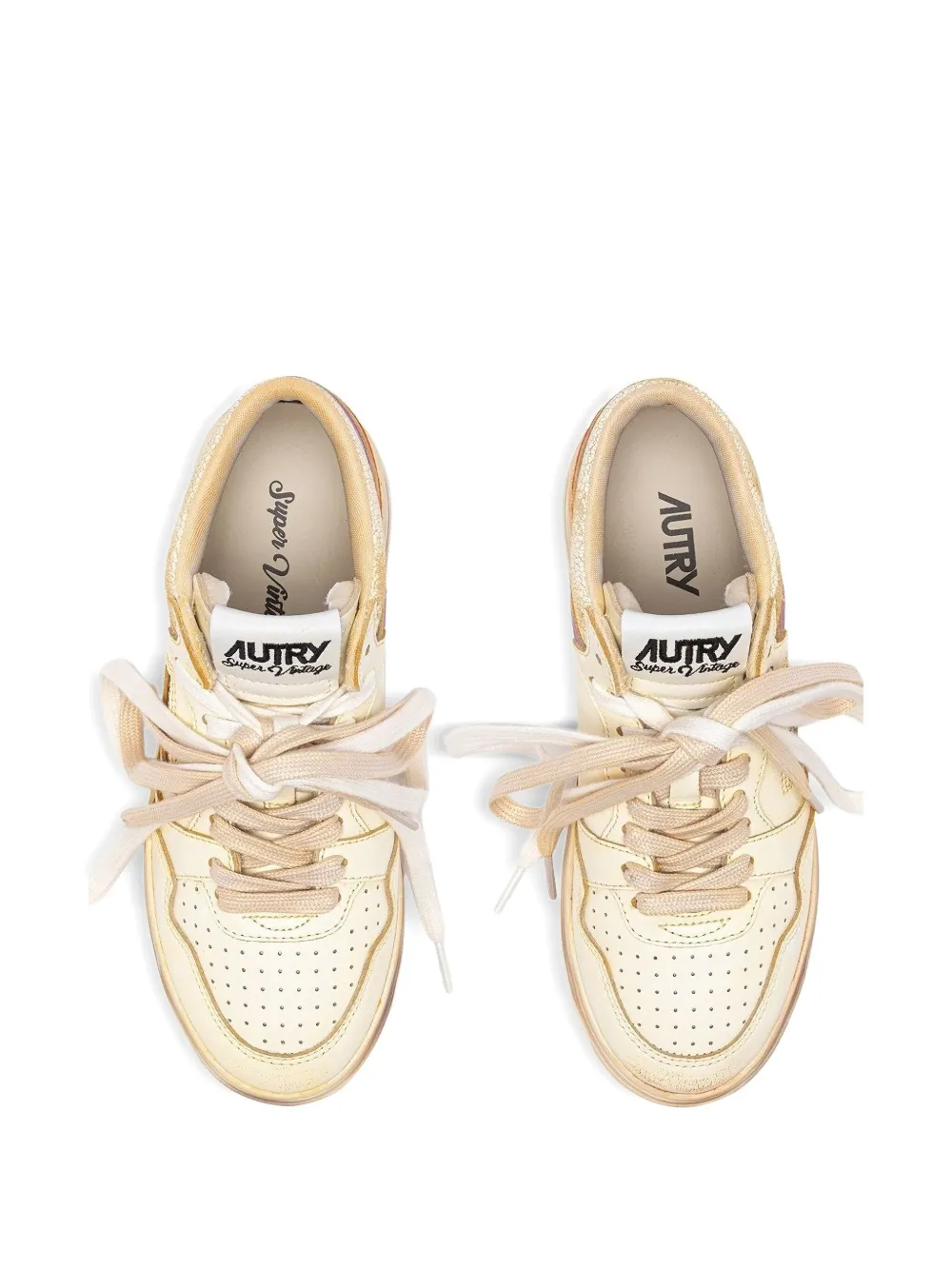 Autry Medalist gestreepte leren sneakers Beige