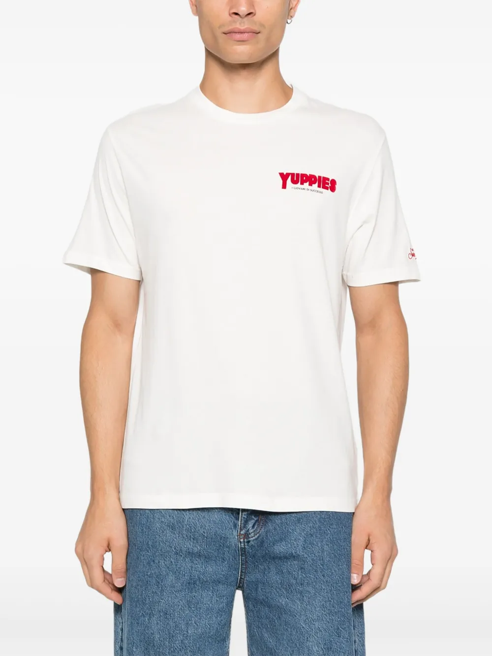Mc2 Saint Barth X Yuppies Flock Detail T-shirt In White
