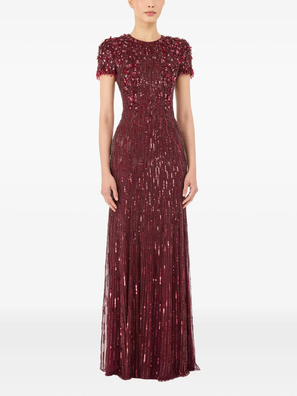 Jenny Packham Eliza maxi-jurk met kralen - Rood