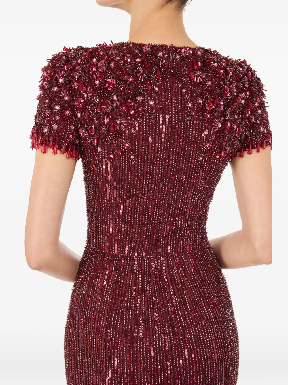 Jenny Packham Eliza Beaded Maxi Dress In Red