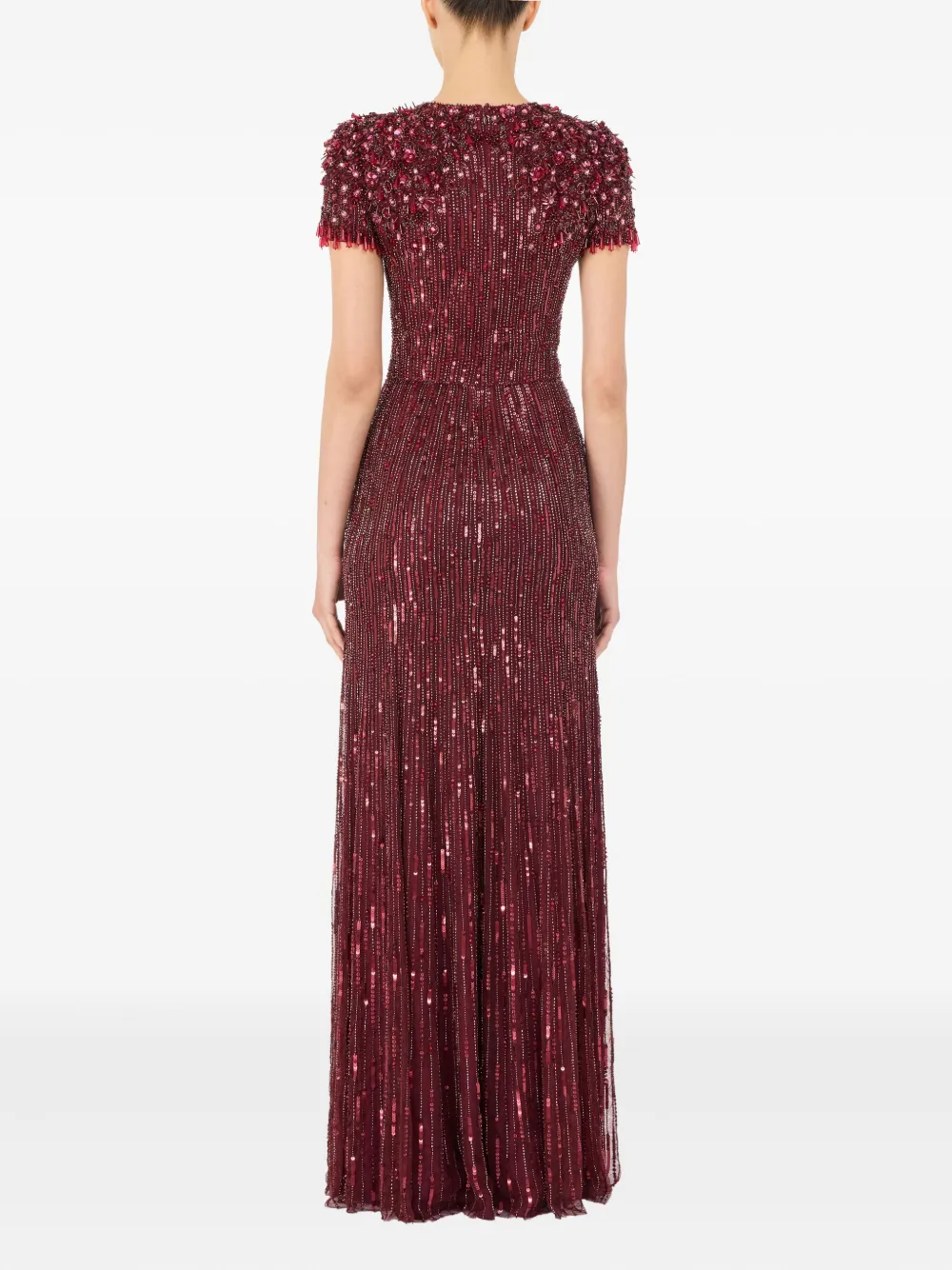 Jenny Packham Eliza Beaded Maxi Dress In Red