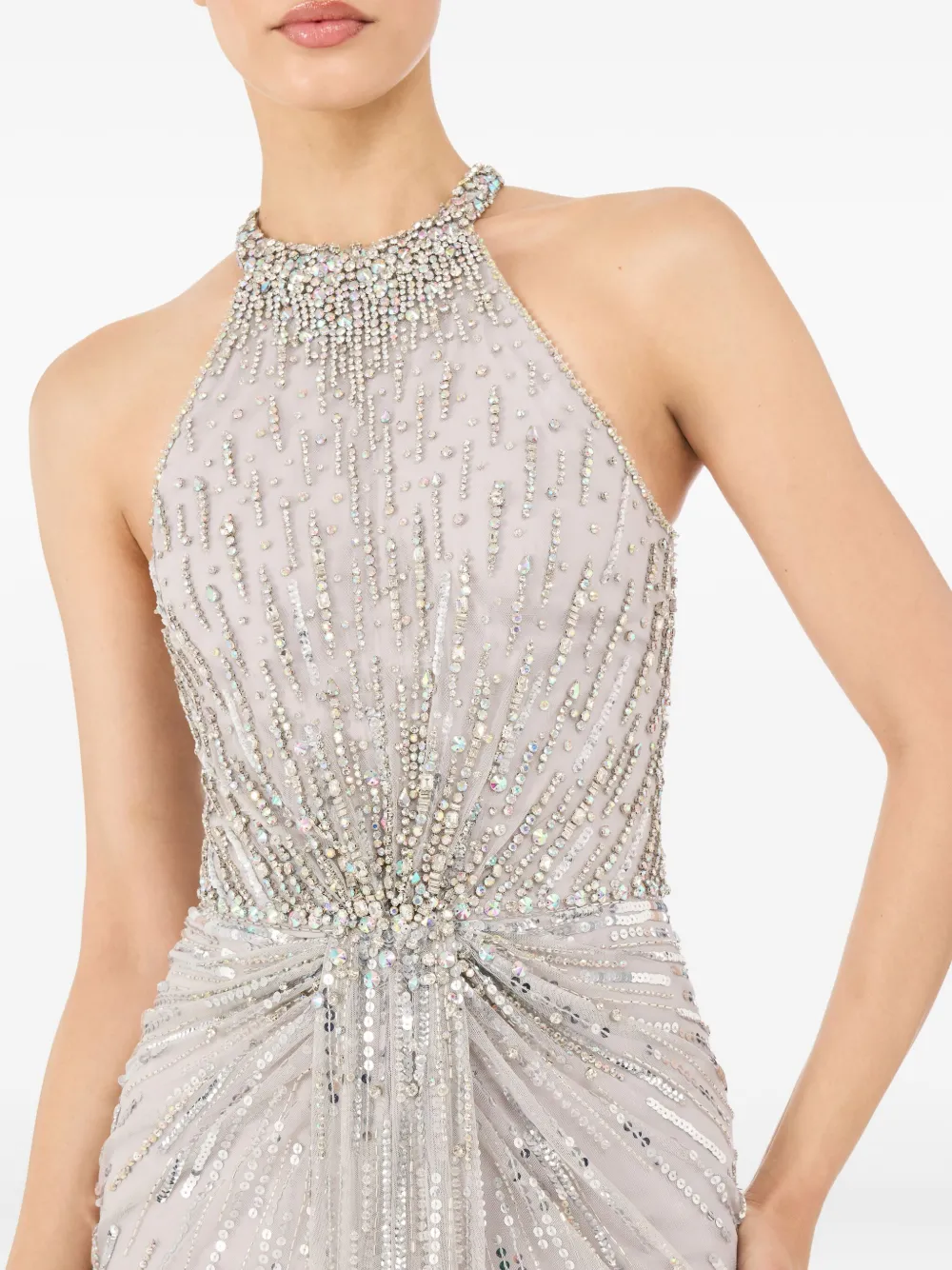 Jenny Packham Carmen Maxi Dress In Gray