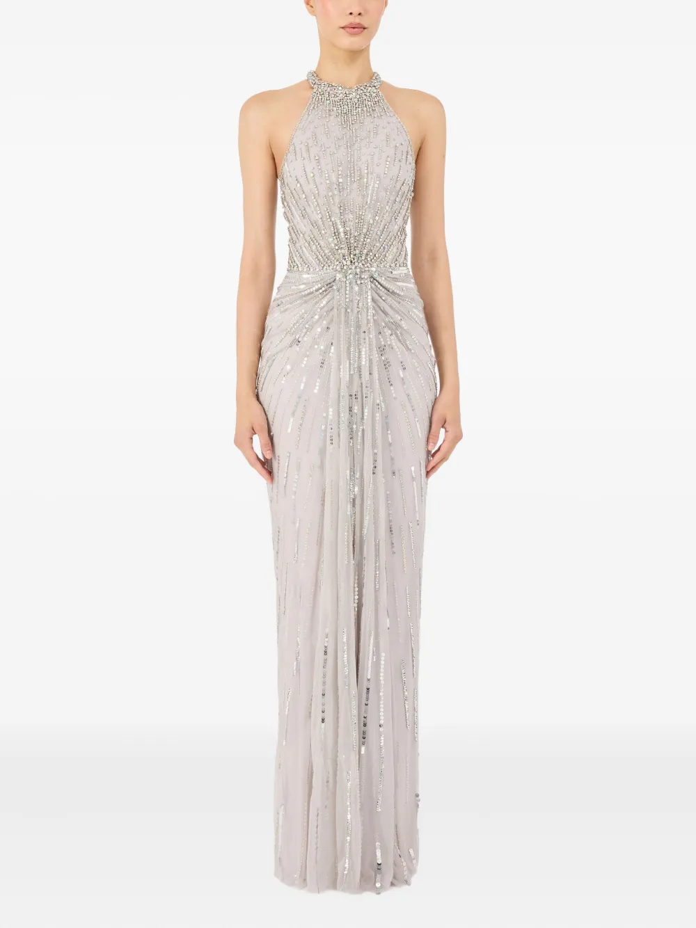 Jenny Packham Carmen Maxi Dress In Gray