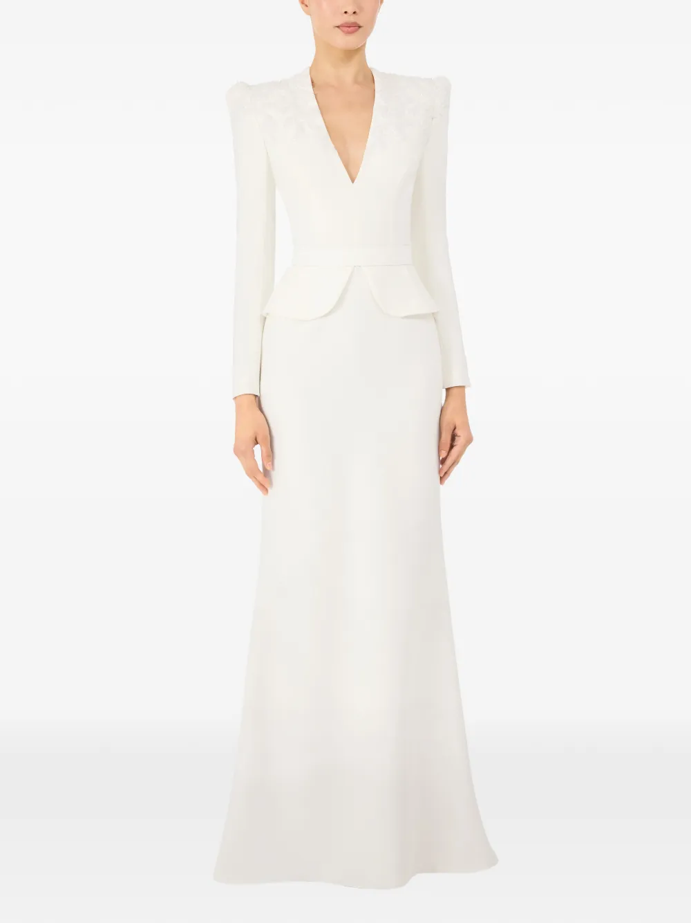 Jenny Packham Night Flowering Beaded Maxi Dress In White