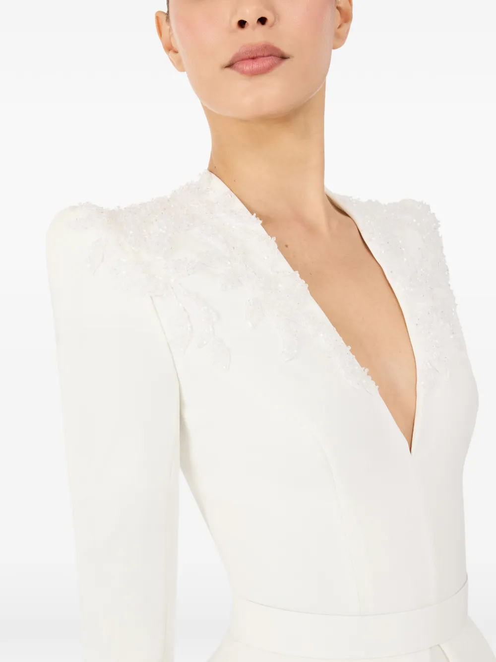 Jenny Packham Night Flowering Beaded Maxi Dress In White