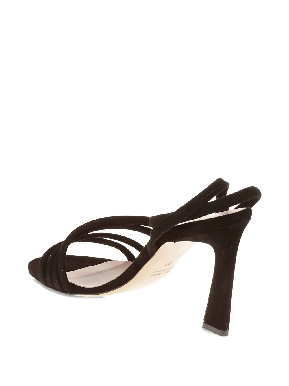Anna F 9cm Heel Black Suede Sandals With Ankle Strap In Brown