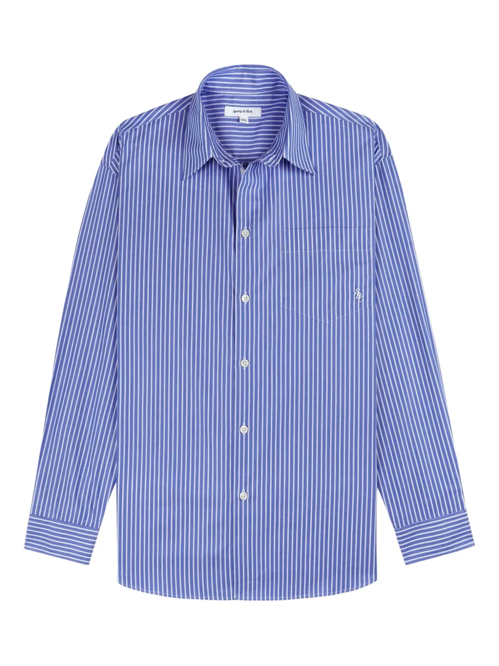 Sporty And Rich Striped Embroidered Shirt In Blue