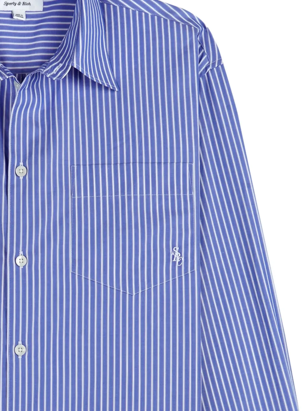 Sporty And Rich Striped Embroidered Shirt In Blue