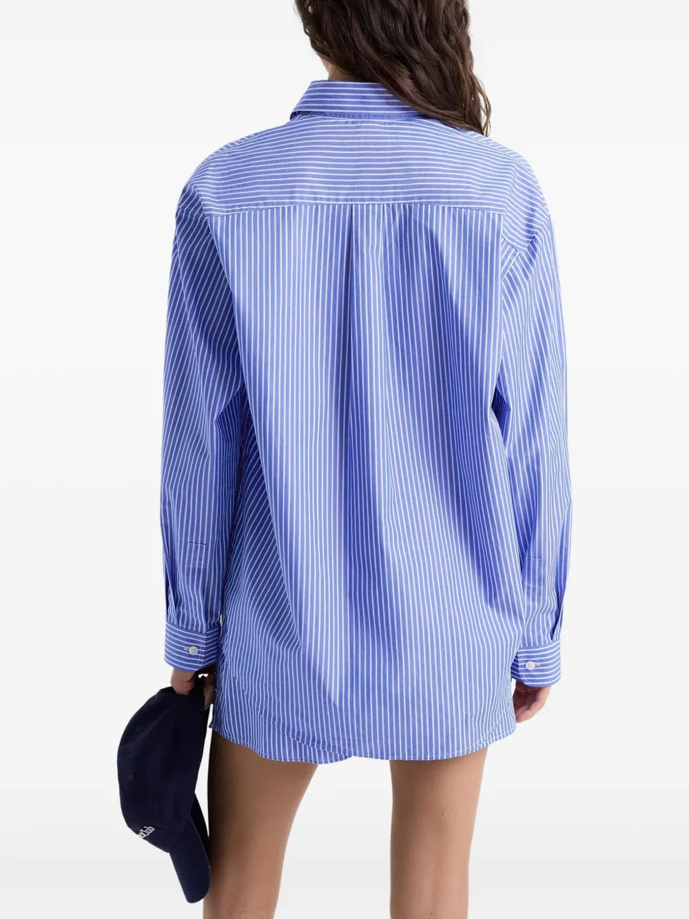Sporty And Rich Striped Embroidered Shirt In Blue