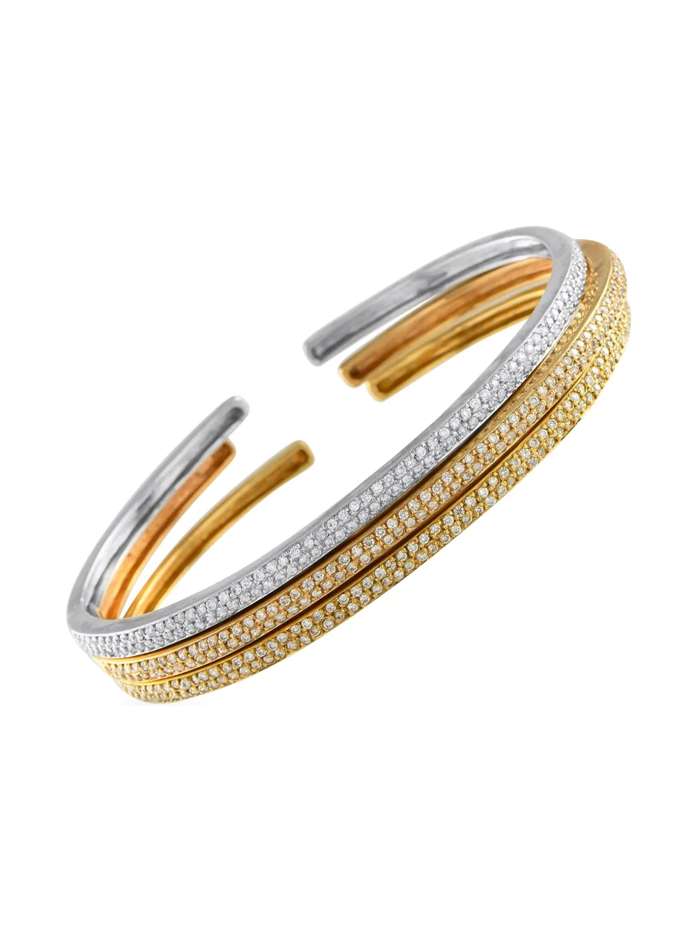Pre-owned Lb Exclusive 18k Tri-gold Trinity Bracelet In Silver