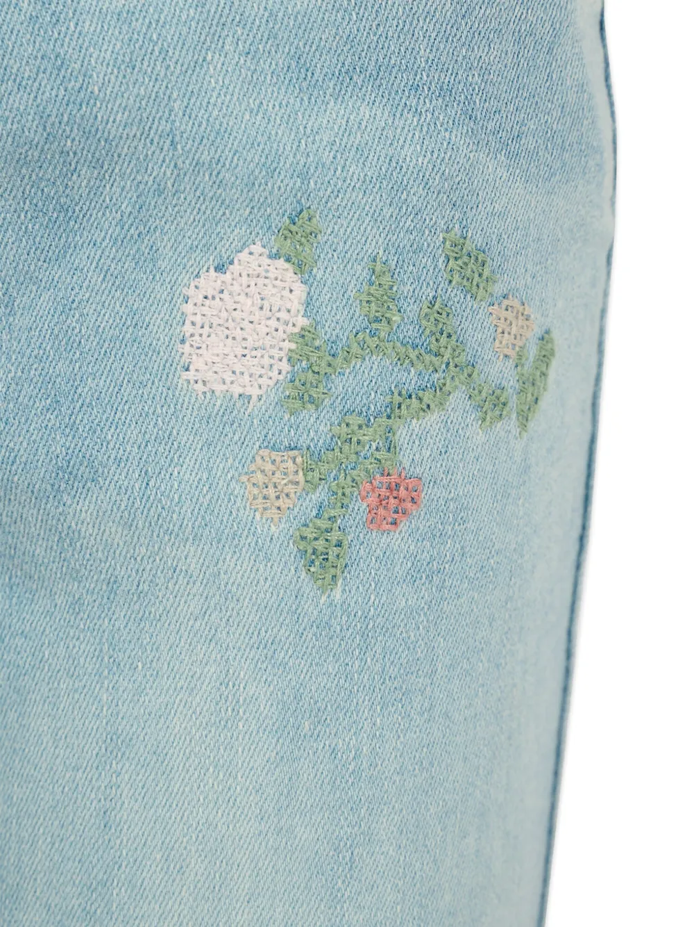 ABERCROMBIE FITCH KIDS Jeans met geborduurde bloemen Blauw