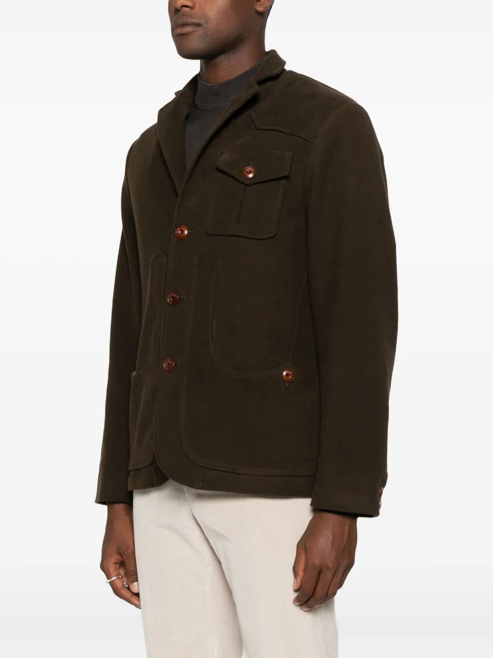Capalbio Green Jacket With Tailored Design In Brown