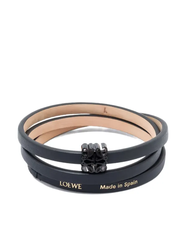 LOEWE ブラックレザーブレスレット LOEWE アナグラム レザーブレスレット | ブラック | FARFETCH JP