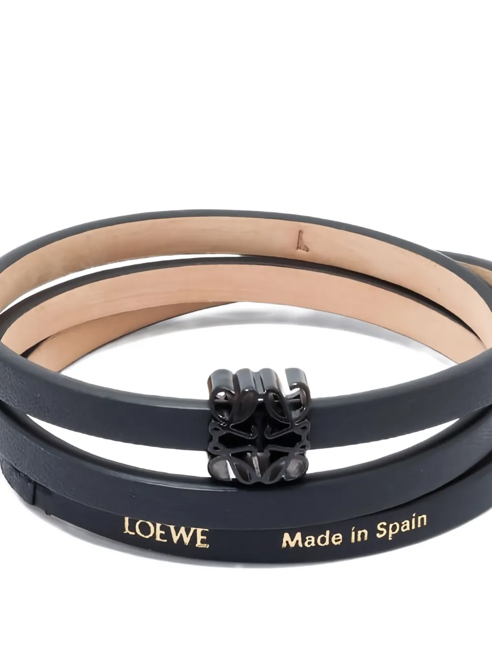 LOEWE Anagram drievoudige leren wikkelarmband - Zwart