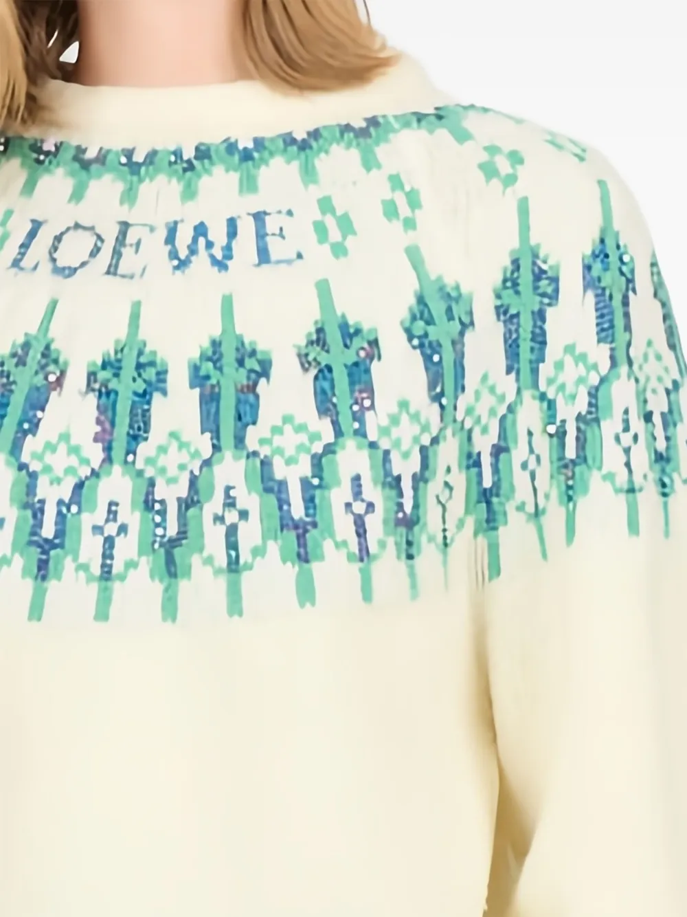 Loewe Fairisle-pattern Logo-detail Sweater In Neutral