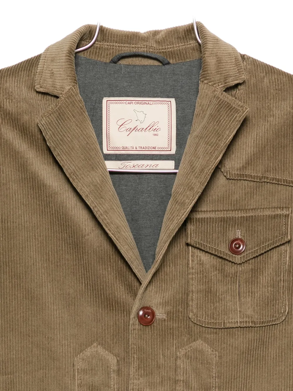 Capalbio Tailored Beige Corduroy Jacket With Notched Lapel In Multi