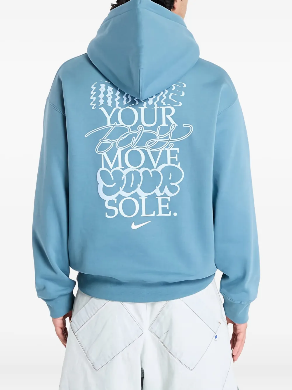 Nike Lettering-print Hoodie In Blue